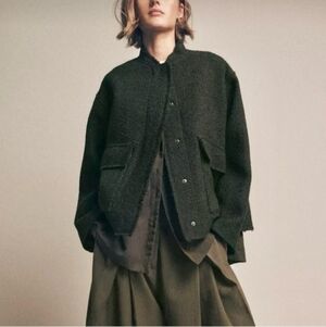 ZARA ZW COLLECTION KHAKI OVERSIZED WOOL BLEND TEXTURED JACKET ✨️✨️✨️